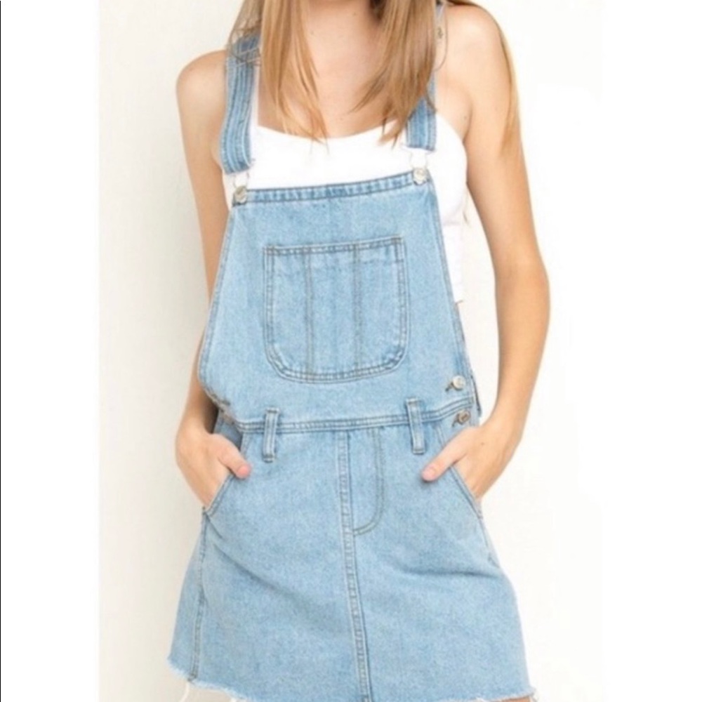 Brandy Melville Light Wash Overall Jean Dress